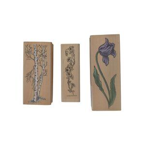 Stampendous Rubber Stamps Birch Trees Vine & Tulip
